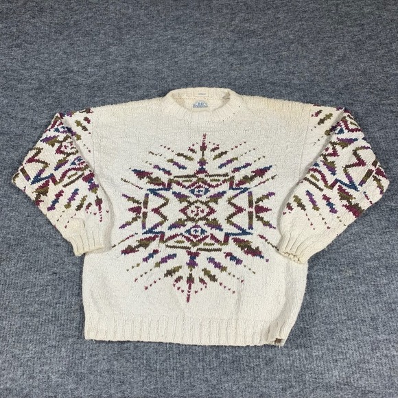 BD Baggies Other - Vintge BD Baggies Sweater Mens Medium White Handknit Aztec Southwestern Abstract